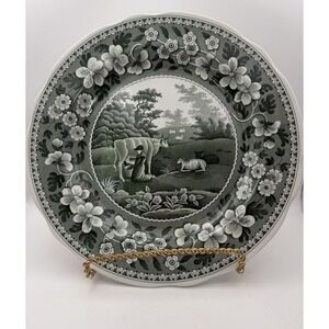 Spode Archive Collection Milkmaid Green Transferware Plate Traditions Series